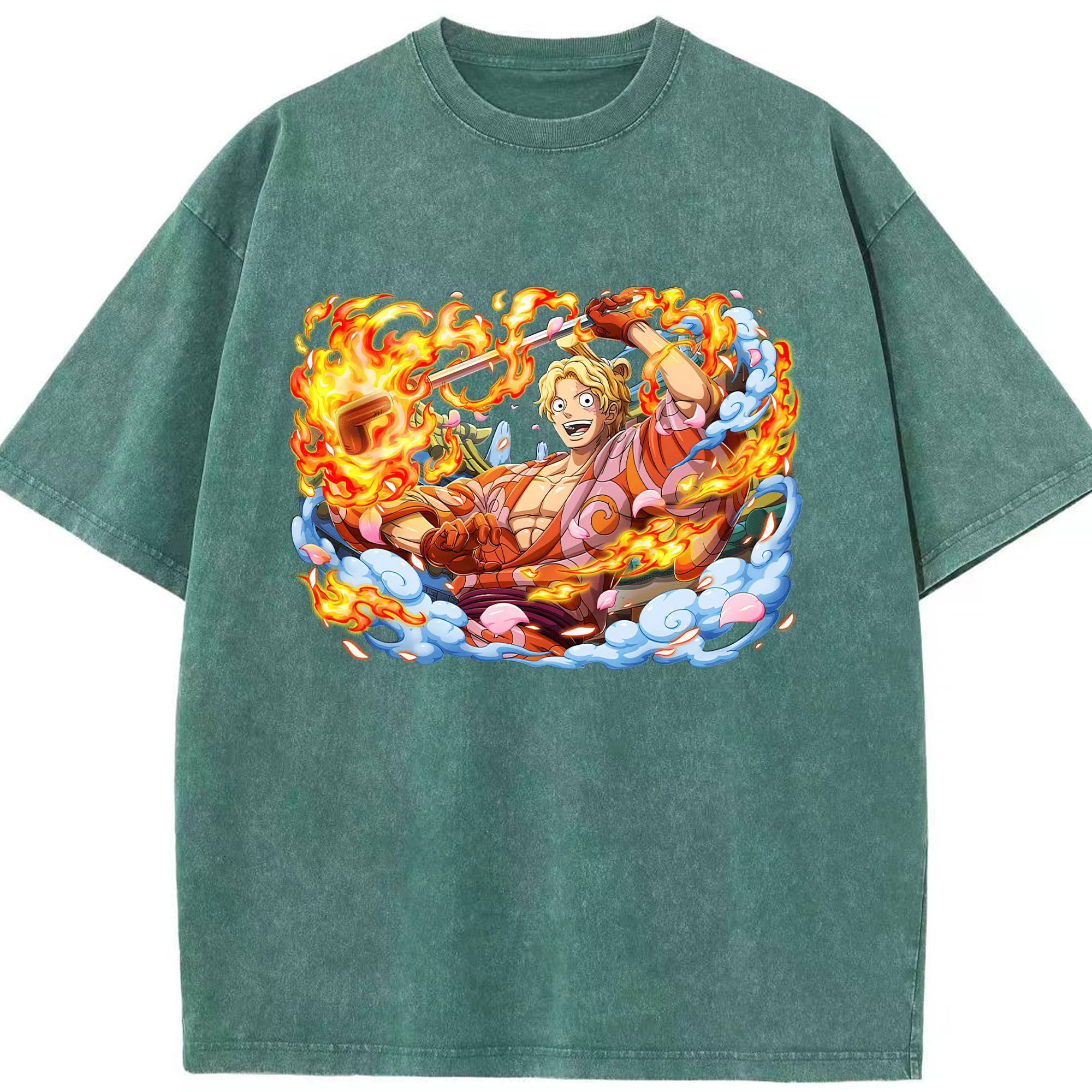 （画像用） ワンピース サンジ ONE PIECE Sanji 綿100% ヴィンテージ風 半袖Tシャツ（フロントプリント）